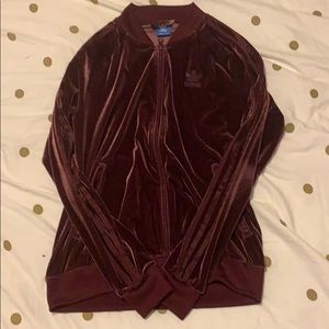 Red velvet adidas jacket